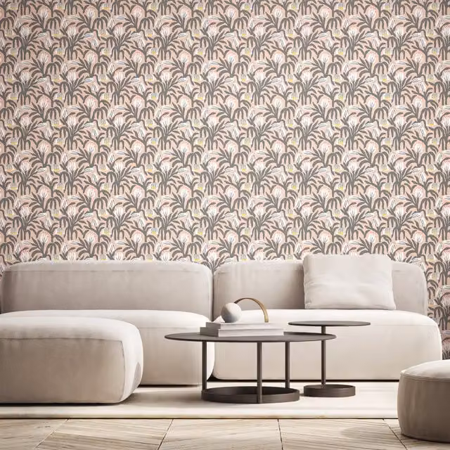 Hoopla Walls Chunky Flower Wallpaper in Powder Puff Pink