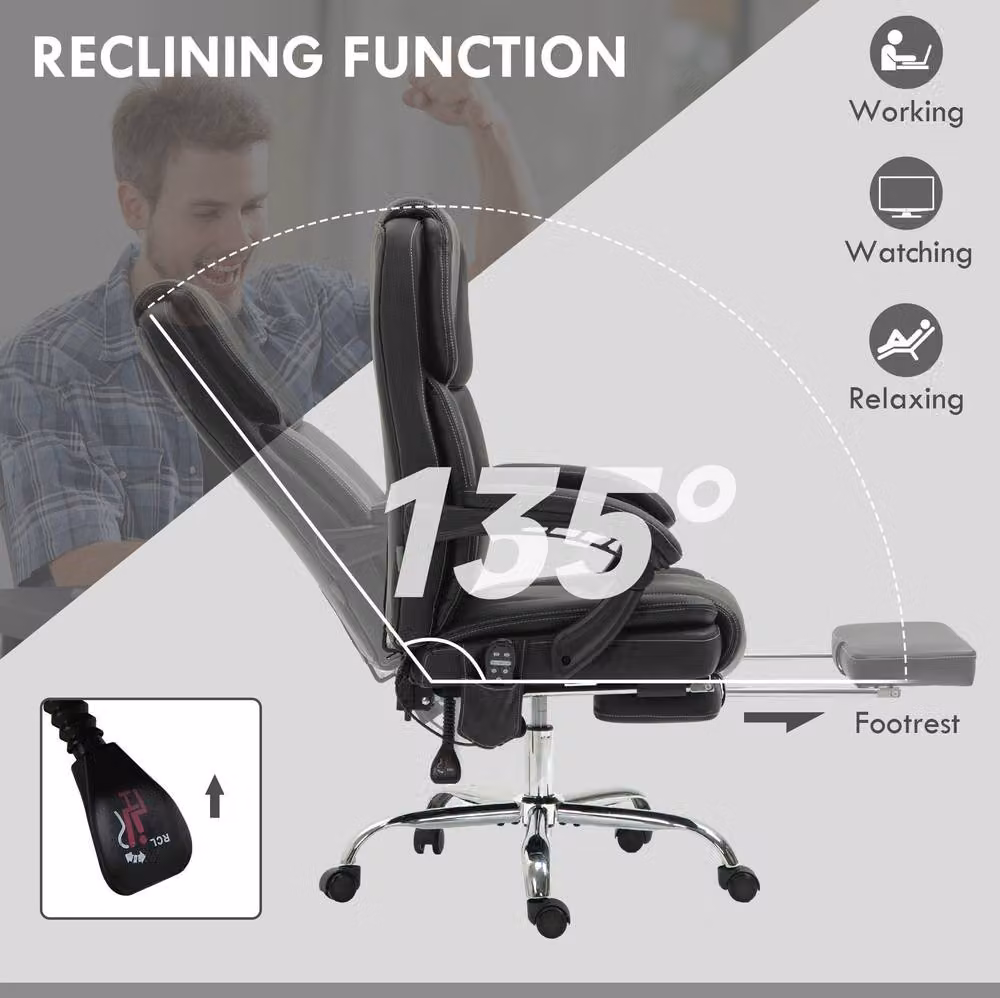 STILVORA Executive Office Chair in Black with Synthetic Leather, Headrest and Armrests – 6