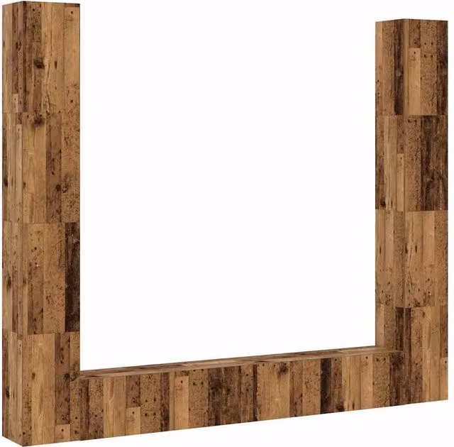 Berkfield Home 6-Piece Modern Wall Mounted TV Cabinet Set in Brown Old Wood Finish