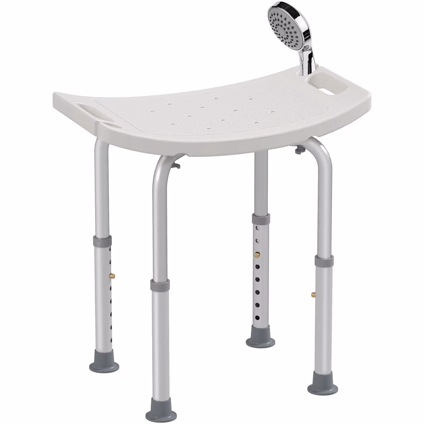HOMCOM Aluminium Shower Stool with Adjustable Height and Non-Slip Legs in White and Cream – 2
