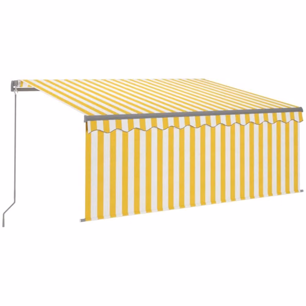 Berkfield Home Manual Retractable Awning with Blind, Yellow and White, W: 300 cm, D: 250 cm – 2