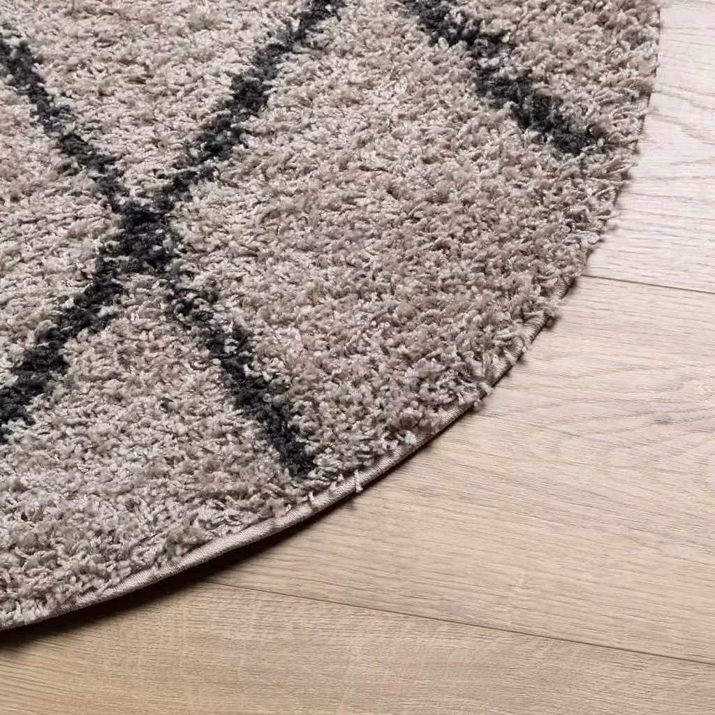 Berkfield Home Pamplona Round Shaggy Rug in Beige and Anthracite, Diameter: 100 cm – 2