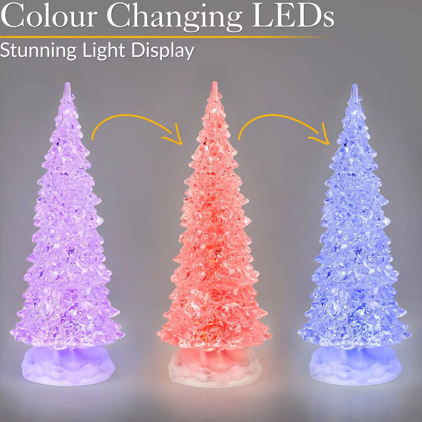 Christow Colour Changing Christmas Tree Light LED Glitter Water Spinner Tabletop Decoration, H: 26 cm – 3