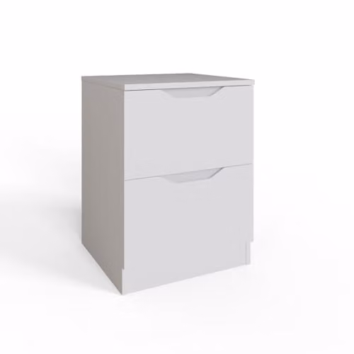 FWStyle Luno White 2 Drawer Bedside Table W/D/H: 40 x 40 x 55 cm