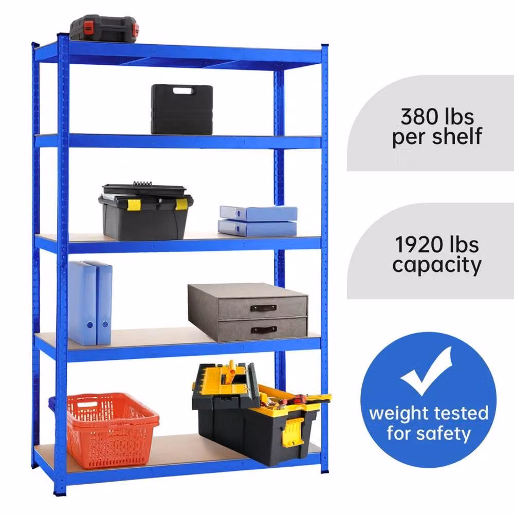 Hinsinc Blue Metal and MDF Industrial Racking Shelf with Adjustable Shelves, Blue, W/D/H: 50 x 50 x 50 cm – 4