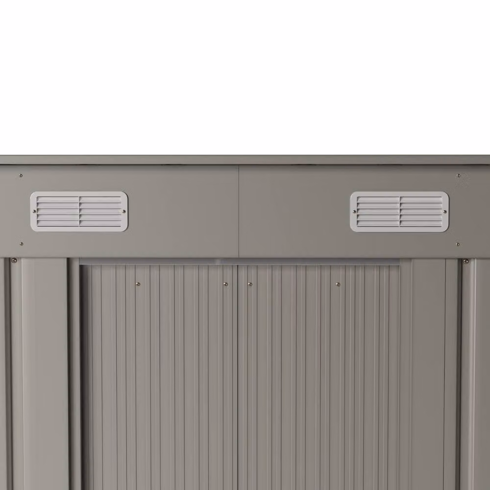 Living and Home Grey Metal Pent Garden Storage Shed with Sliding Door – 4