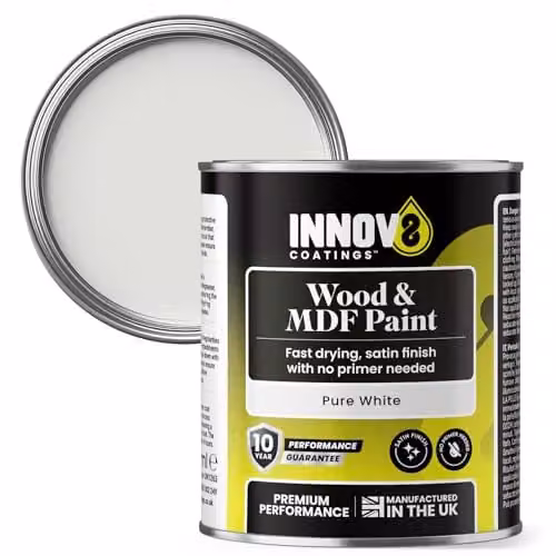 INNOV8 COATINGS Wood and MDF Paint, Satin Finish, White, 250 ml