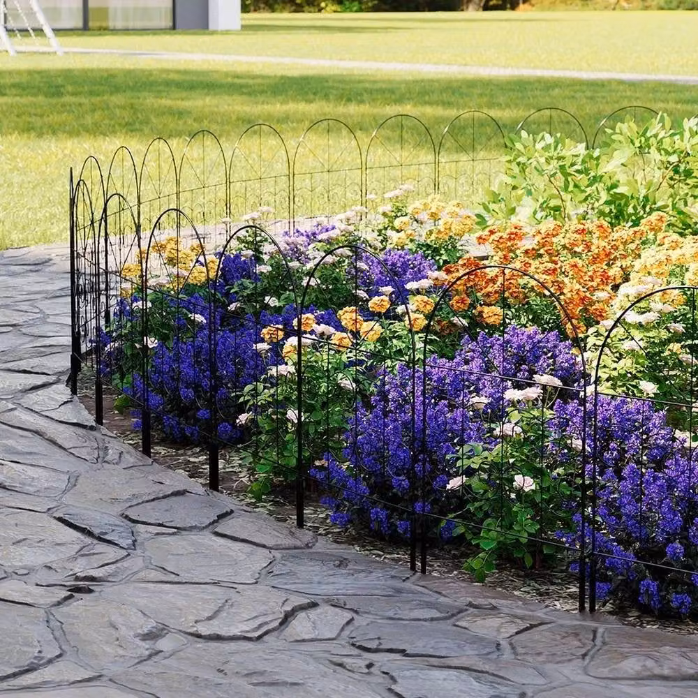 NESTLUNE 5x Rustproof Metal Garden Fence Panels in Black, H: 100 cm, W: 15 cm – 2