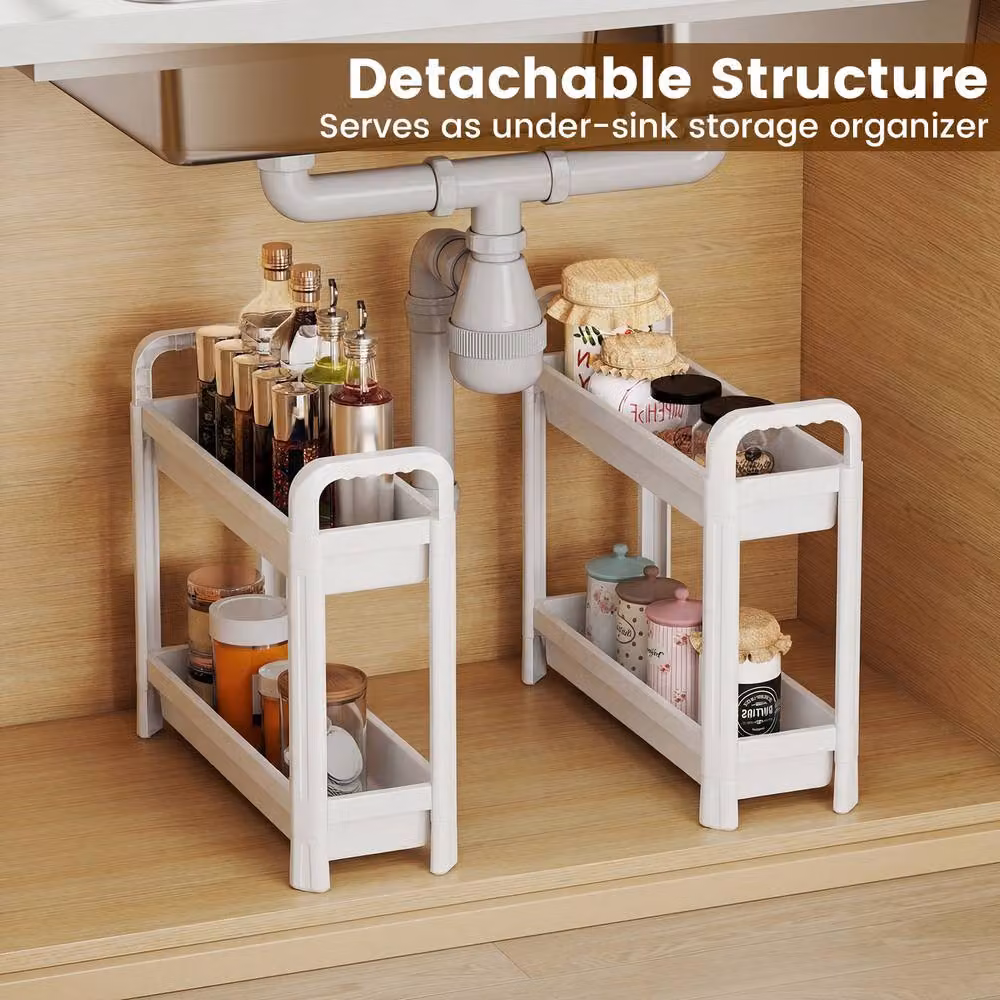Costway 4-Tier Rolling Storage Cart Bathroom and Kitchen Organiser, White – 5