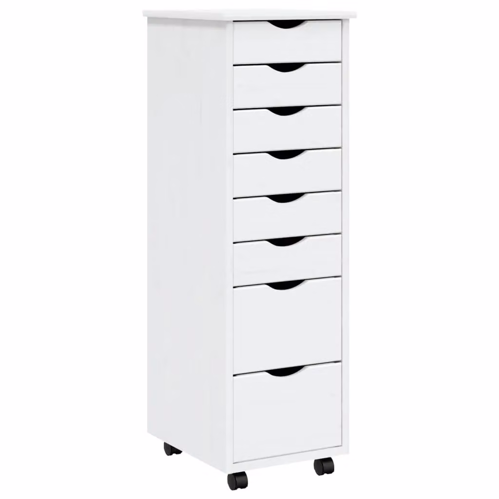 Berkfield Home MOSS Rolling Cabinet with Drawers in White Solid Pine Wood – 2