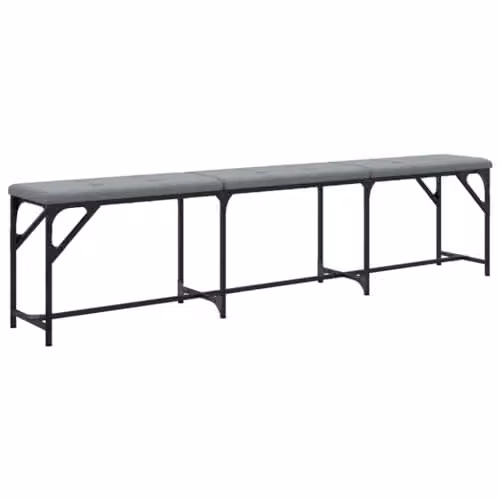 vidaXL Modern Dining Bench in Grey Fabric and Metal, W/D/H: 186 x 32 x 45 cm – 1