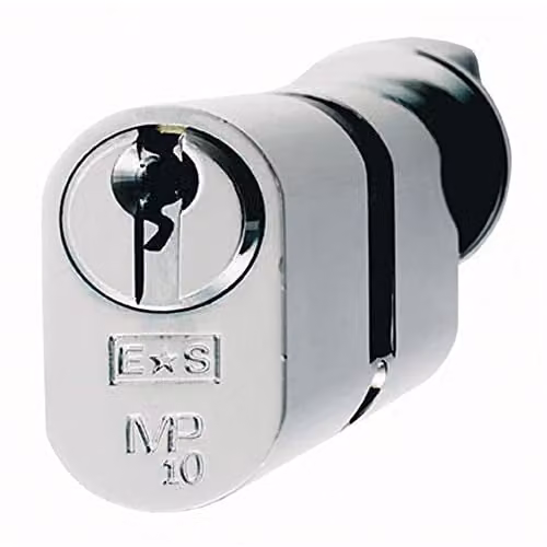 Loops 64mm Oval Cylinder and Thumbturn Lock in Polished Chrome Silver