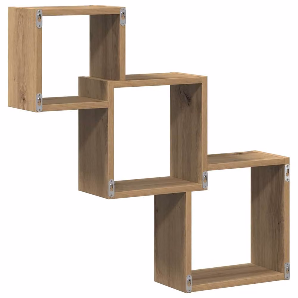 Berkfield Home Artisan Oak Wall Cube Shelves, Brown, W/D/H: 68 x 15 x 68 cm – 3
