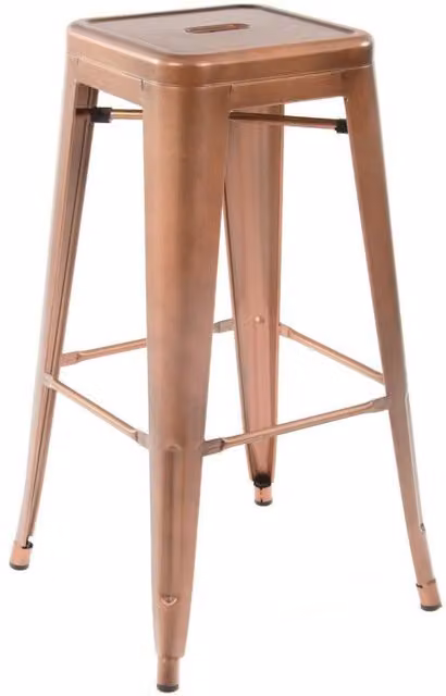 netfurniture Lyone High Stool in Black with Vintage Copper Metal Frame