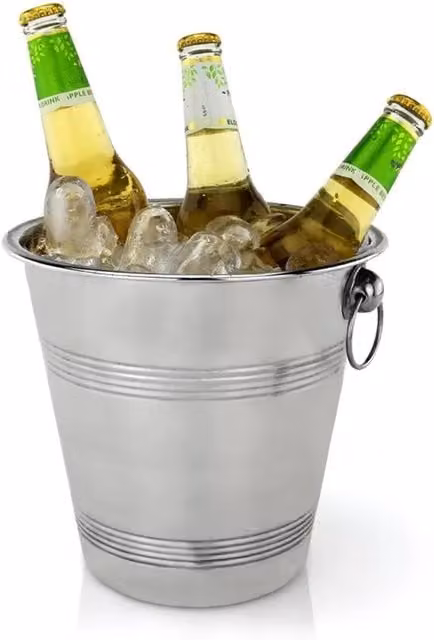 GEEZY Silver Stainless Steel Multi-Functional Ice Bucket and Wine Cooler with Handles