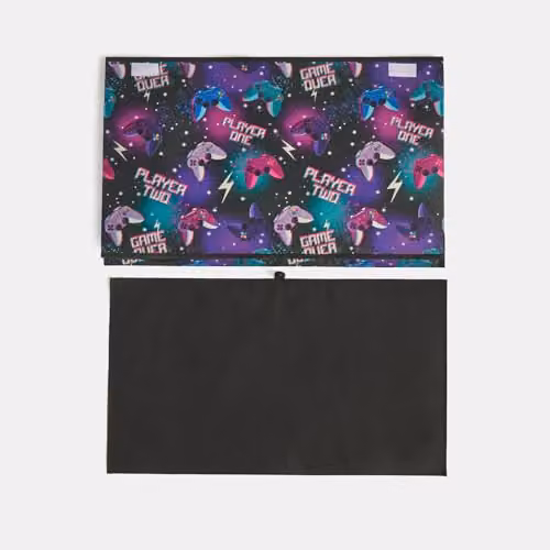 OHS Printed Foldable Fabric Storage Box and Toy Organiser with Lid in Purple, W/D/H: 37.0 x 64.0 x 37.0 cm – 4
