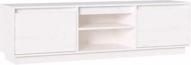 Berkfield Home White Rustic Solid Wood Pine TV Cabinet W: 140 cm, D: 35 cm, H: 40 cm