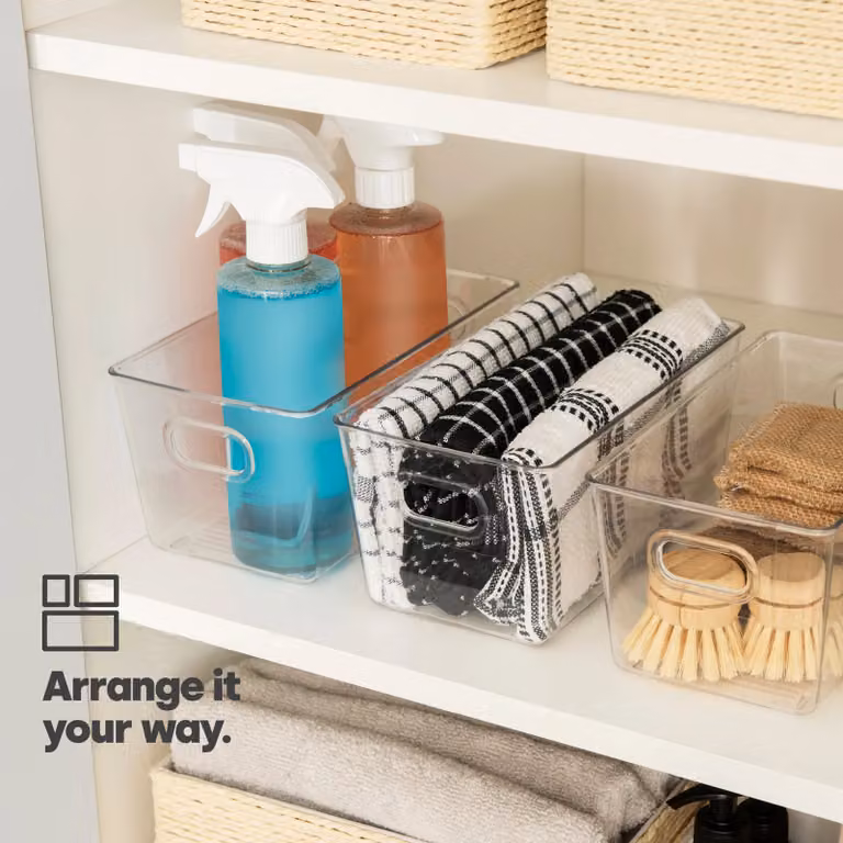 LIVIVO Set of 3 Transparent Plastic Stackable Storage Organisers, W: 23.3 cm x D: 13.3 cm x H: 11.5 cm