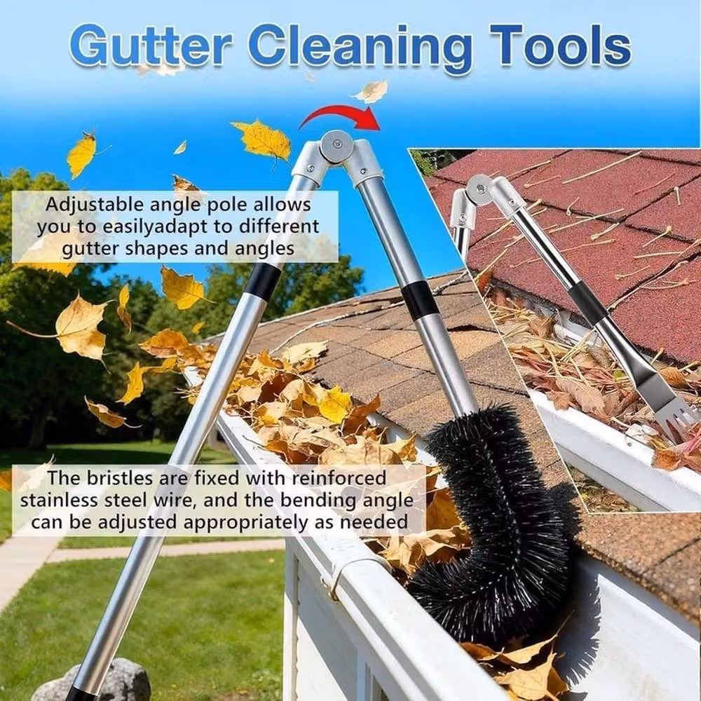 SPETLEK Black Telescopic Gutter Cleaner Brush with Stainless Steel Handle, 4m – 4