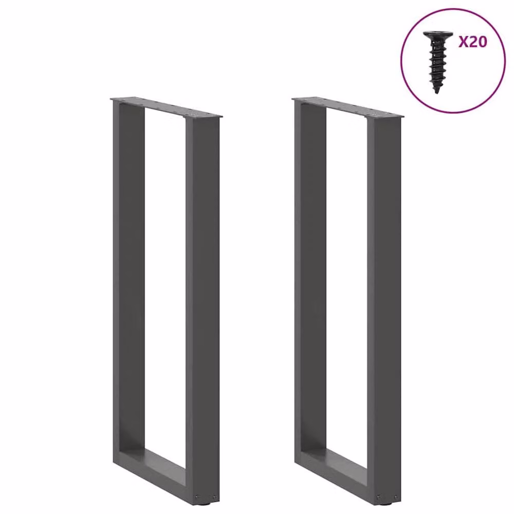 Berkfield Home U-Shaped Coffee Table Legs, 2 Pieces, Anthracite Black Steel, H: 100.5 cm x W: 40 cm – 2