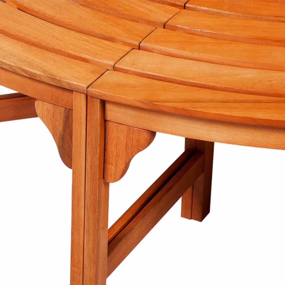 Berkfield Home Brown Lacquered Wood Tree Bench, Diameter: 160 cm – 2