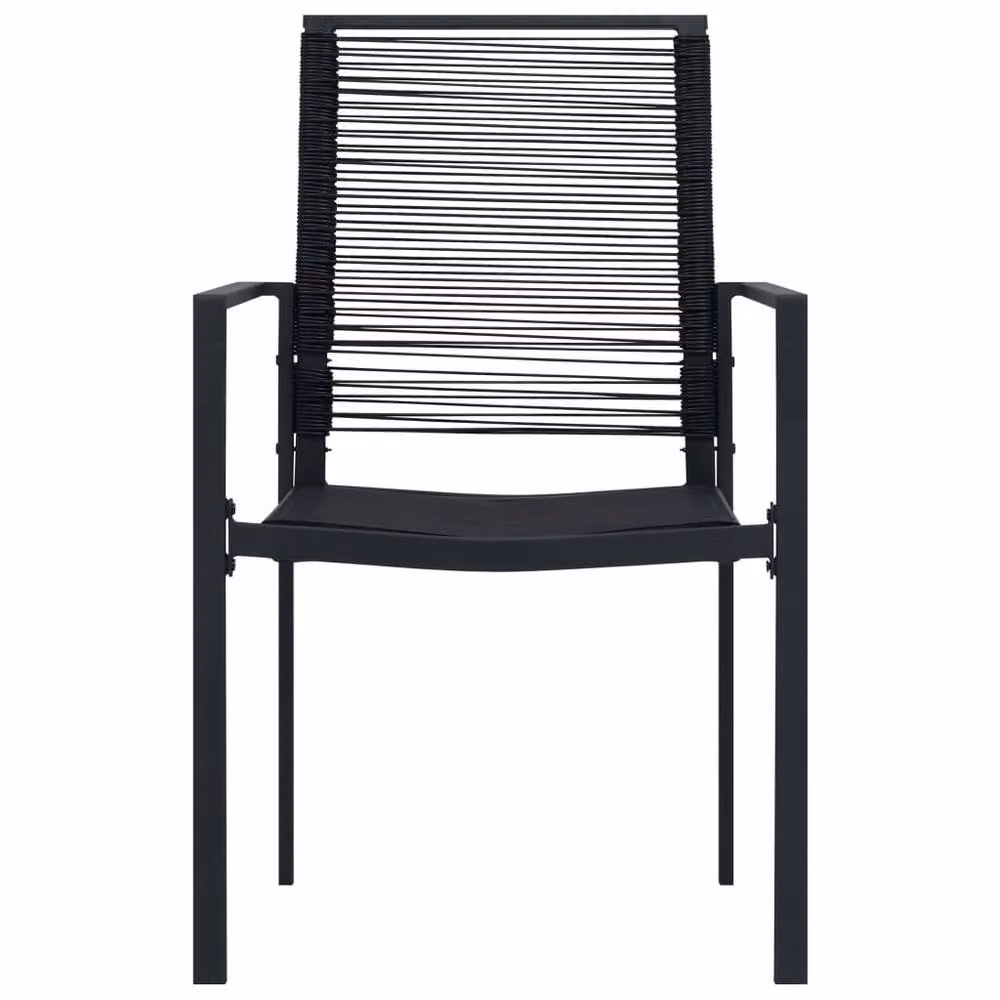 Berkfield Home Set of 4 Modern Black PVC Rattan and Metal Garden Chairs – 3