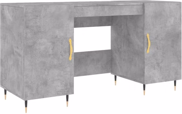 Berkfield Home Industrial Writing Desk in Concrete Grey, W/D/H: 140 x 50 x 75 cm