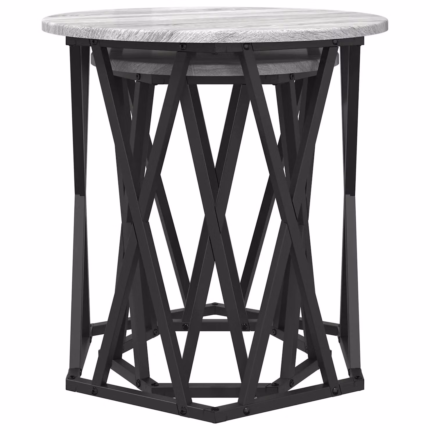 Berkfield Home Set of 2 Round Nested Side Tables in Grey Sonoma Engineered Wood – 3