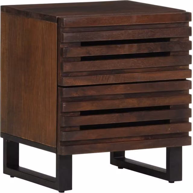 Berkfield Home Set of 2 Solid Mango Wood Bedside Cabinets in Brown, W/D/H: 40 x 33 x 46 cm – 1