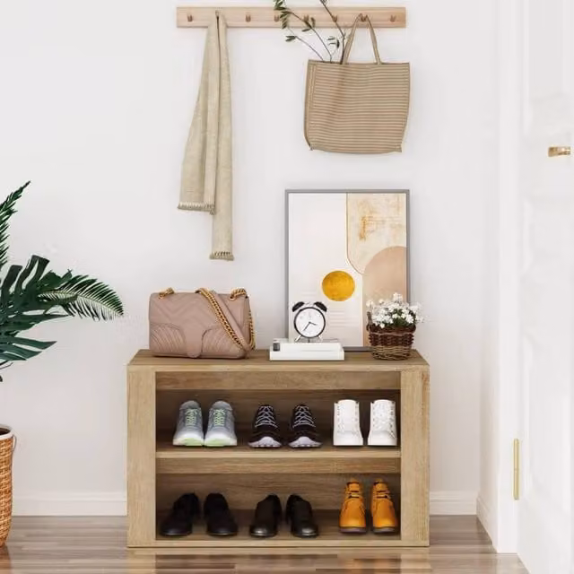 Berkfield Home Sonoma Oak Shoe Rack in Light Brown, W/D/H: 75 x 35 x 45 cm – 1
