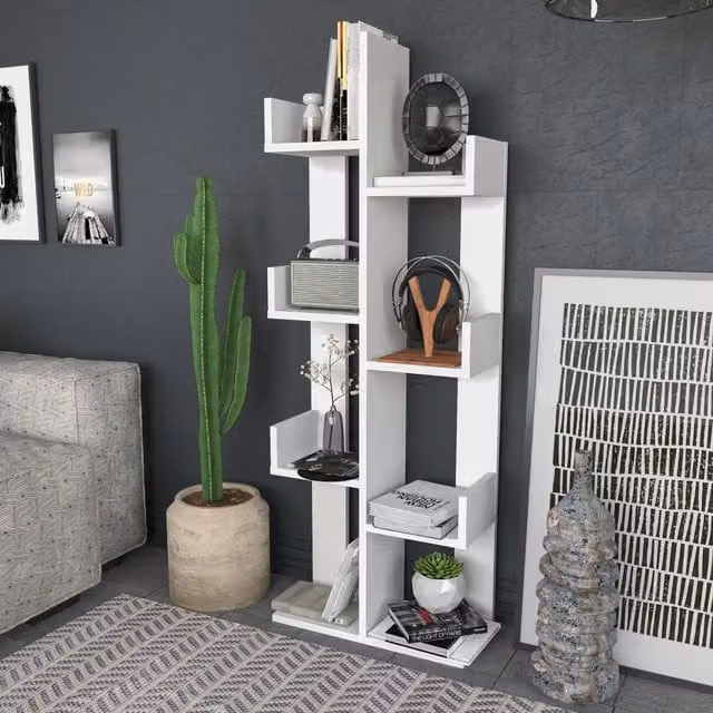 Decorotika Lusia 4-tier Modern White Bookcase Shelving Unit
