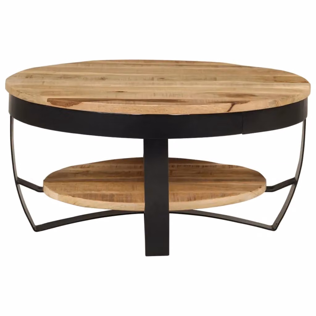 Berkfield Home Solid Rough Mango Wood Coffee Table in Brown, W/D/H: 65 x 32 cm – 2