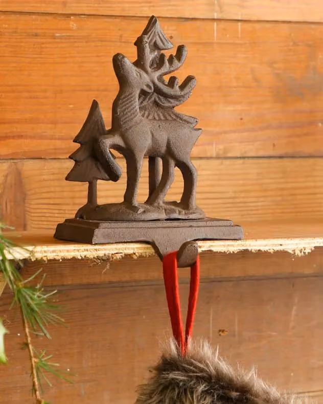 Dibor Set of 2 Brown 3D Reindeer Decorative Christmas Stocking Holders – 4