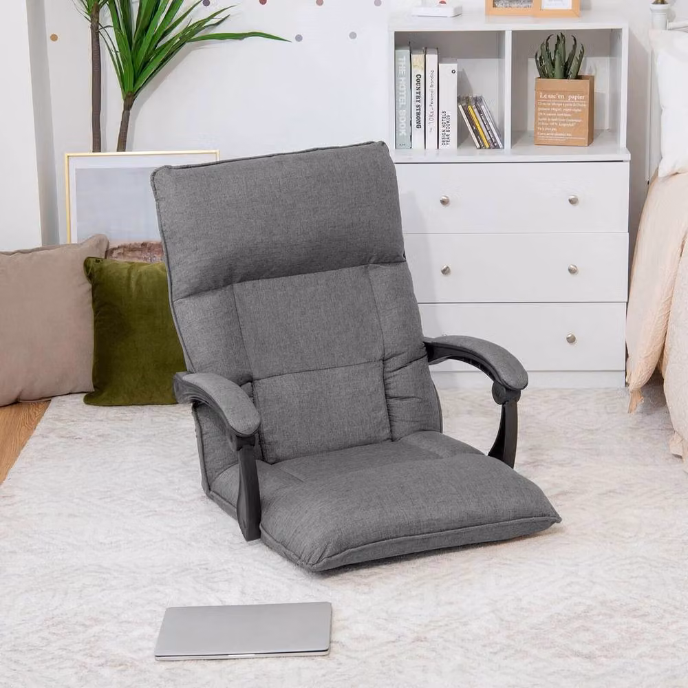 Havendro Grey Gaming Floor Chair with 14-Position Adjustable Backrest and Armrests – 3