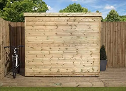 EMS Retail Empire 2000 Pent Garden Shed in Brown, Shiplap T&G, Tanallised and Pressure Treated with Left End Door