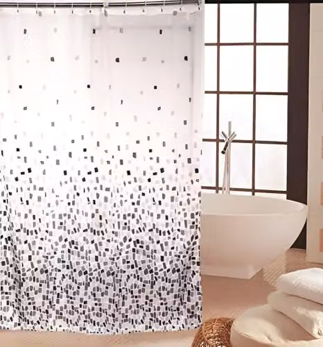 KAV Grey Mosaic Tiles Patterned Polyester Waterproof and Mould Resistant Shower Curtain, W: 180 cm, H: 180 cm