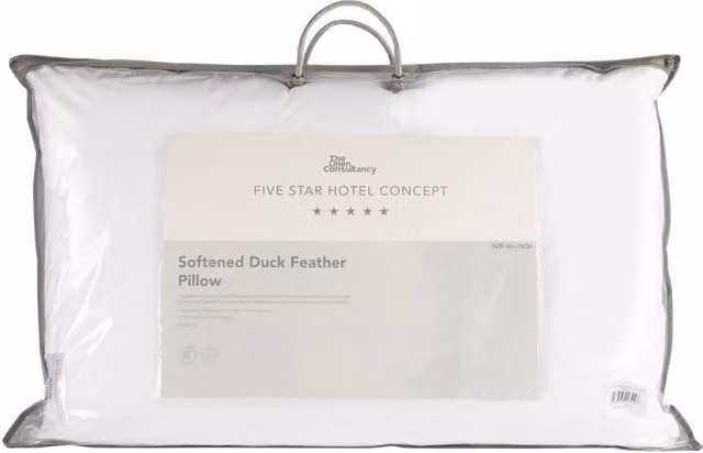 The Linen Consultancy TLC 5 Star Hotel Concept Softened Duck Feather and Microfibre Pillows, White, Pack of 2