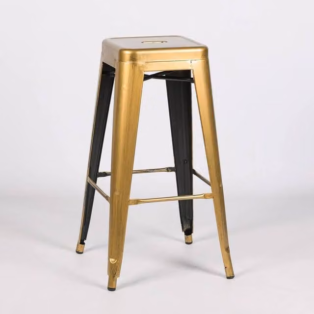 Flavora Gold Metal Industrial Bar Stool – 1