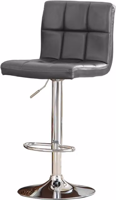 netfurniture Subic Bar Stool Set of 2 in Grey Synthetic Leather and Chrome
