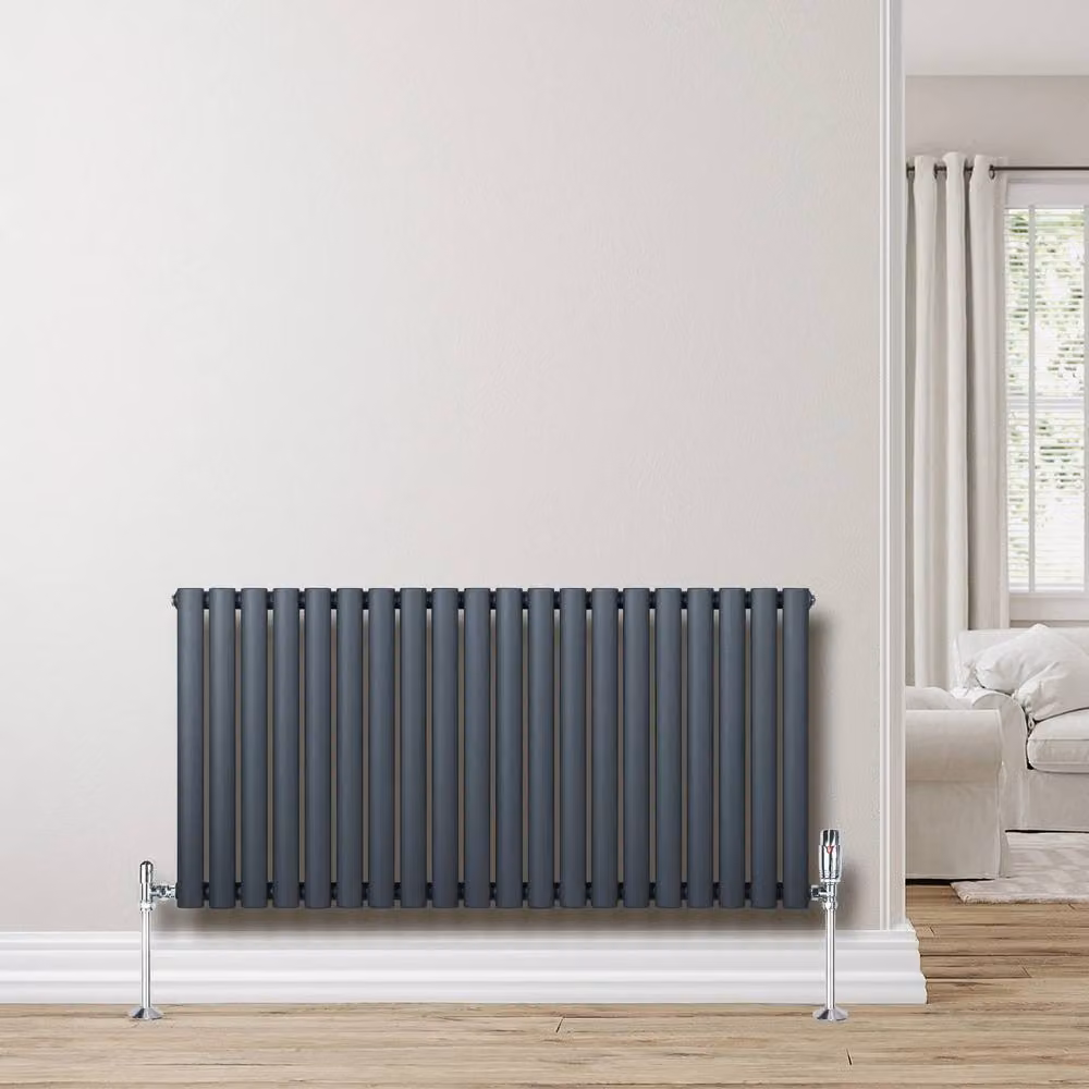 Monstershop Oval Single Column Steel Radiator in Anthracite Grey, W/H: 60.0 x 120.0 cm – 4