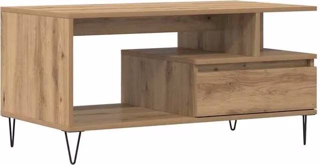 Berkfield Home Artisan Oak Coffee Table in Brown, W/D/H: 90 x 49 x 45 cm