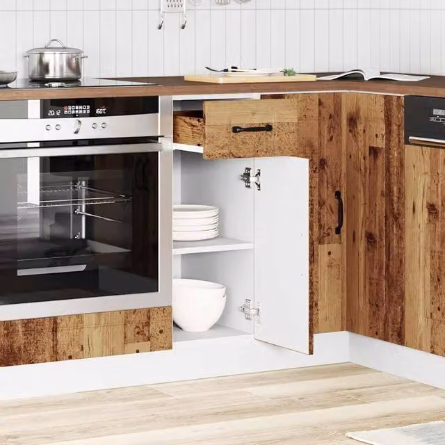 Berkfield Home Kalmar Kitchen Base Cabinet in Old Wood Brown, H 81.5 x W 46 x D 30 cm
