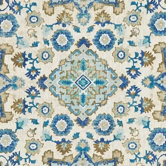 Prestigious Textiles Sadira Graphic Fabric in Blue Lagoon