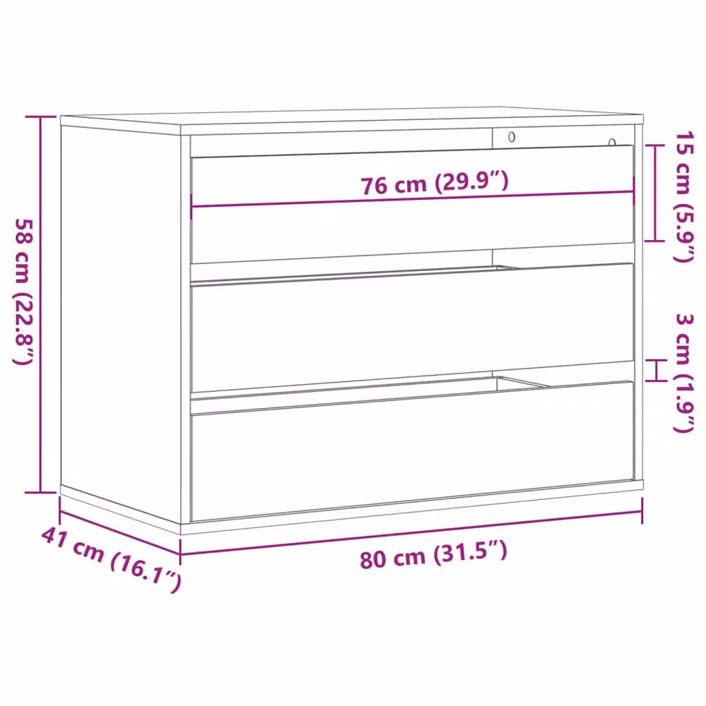 Berkfield Home Classic Corner Chest of Drawers in Sonoma Oak and Light Tan, W/D/H: 80 x 41 x 58 cm – 4
