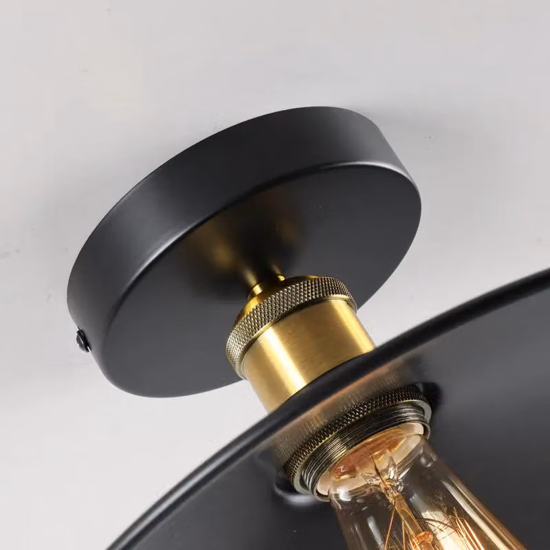 Garwarm Set of 2 Industrial Black Aluminium Flush Mount Ceiling Lights, Diameter: 26 cm – 2