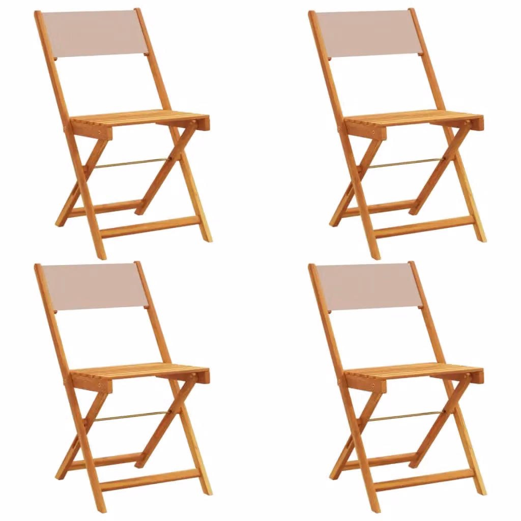 Berkfield Home Set of 4 Folding Garden Chairs in Taupe Fabric and Acacia Wood – 2
