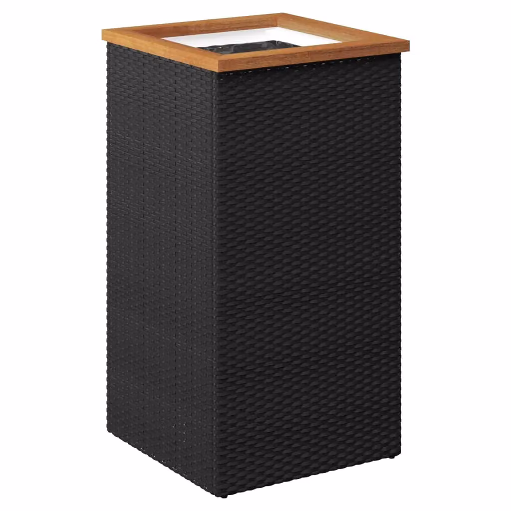 Berkfield Home Black Poly Rattan Planter W/D/H: 40 x 40 x 80 cm – 2
