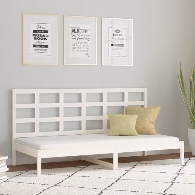 Berkfield Home White Solid Wood Pine Day Bed W/D/H: 80 x 200 cm – 1