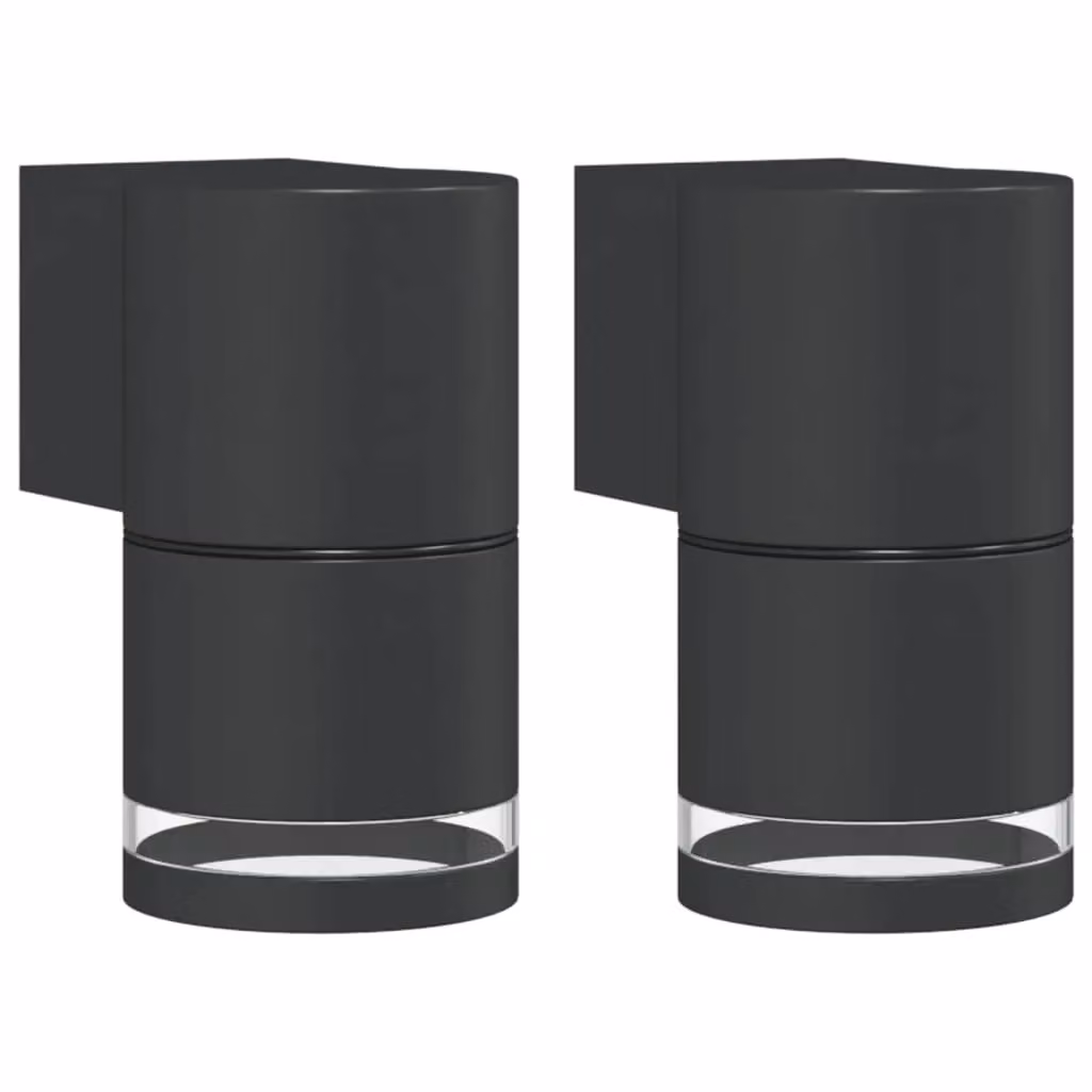 Berkfield Home Set of 2 Black Modern Cylinder Outdoor Wall Lights in Die-cast Aluminium – 2