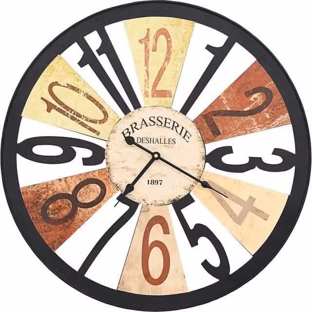 Berkfield Home Vintage Round Metal Quartz Wall Clock, Multicolour, Diameter: 60 cm